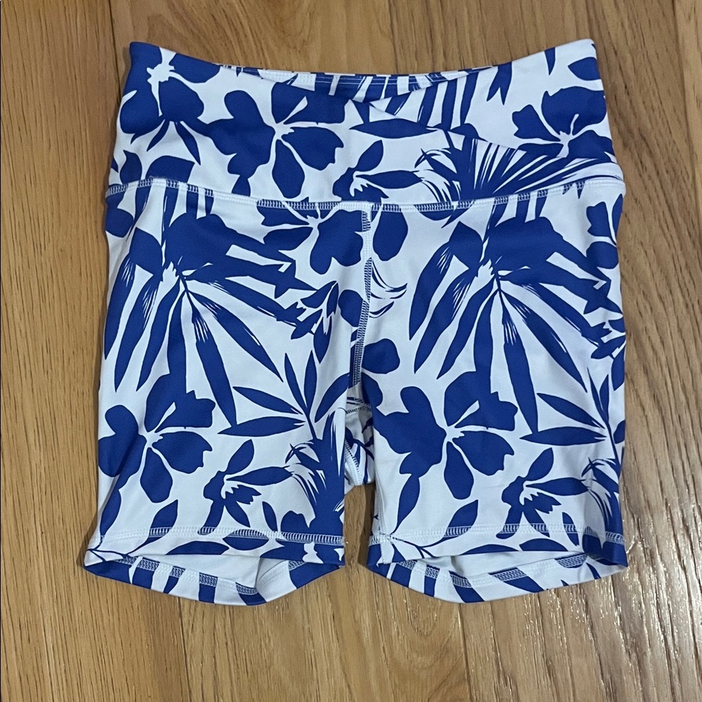 Avia Blue and White Floral biker shorts